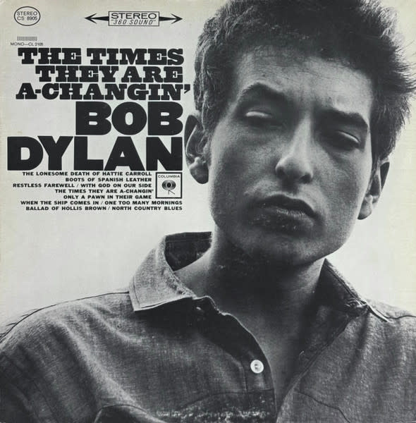 Rock/Pop Bob Dylan - The Times They Are A-Changin' ('64 CA Stereo with lyrics insert) (VG/VG, shelf-wear, stain on back cover)