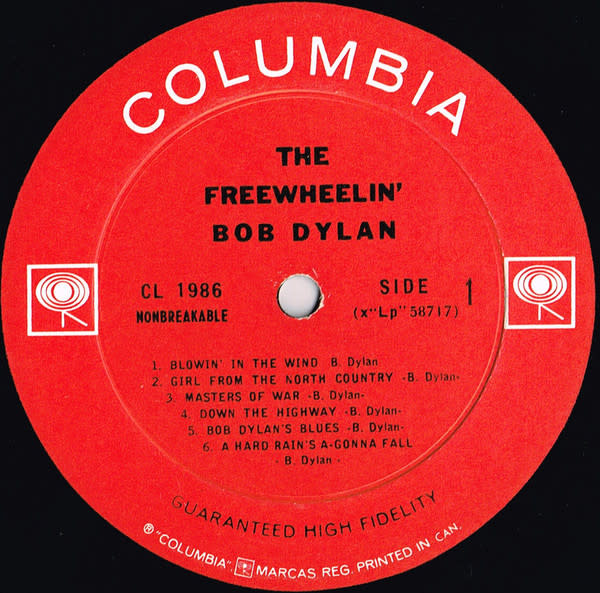 Rock/Pop Bob Dylan - The Freewheelin' Bob Dylan ('63 CA Mono - withdrawn songs on cover) (G+/G+, 2 in. spine-split, shelf-wear, creases)