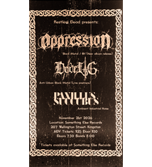 Metal Ticket: Oppression / Dødelig / Paxillus Succubus at Something Else Records, Saturday November 21, 2026