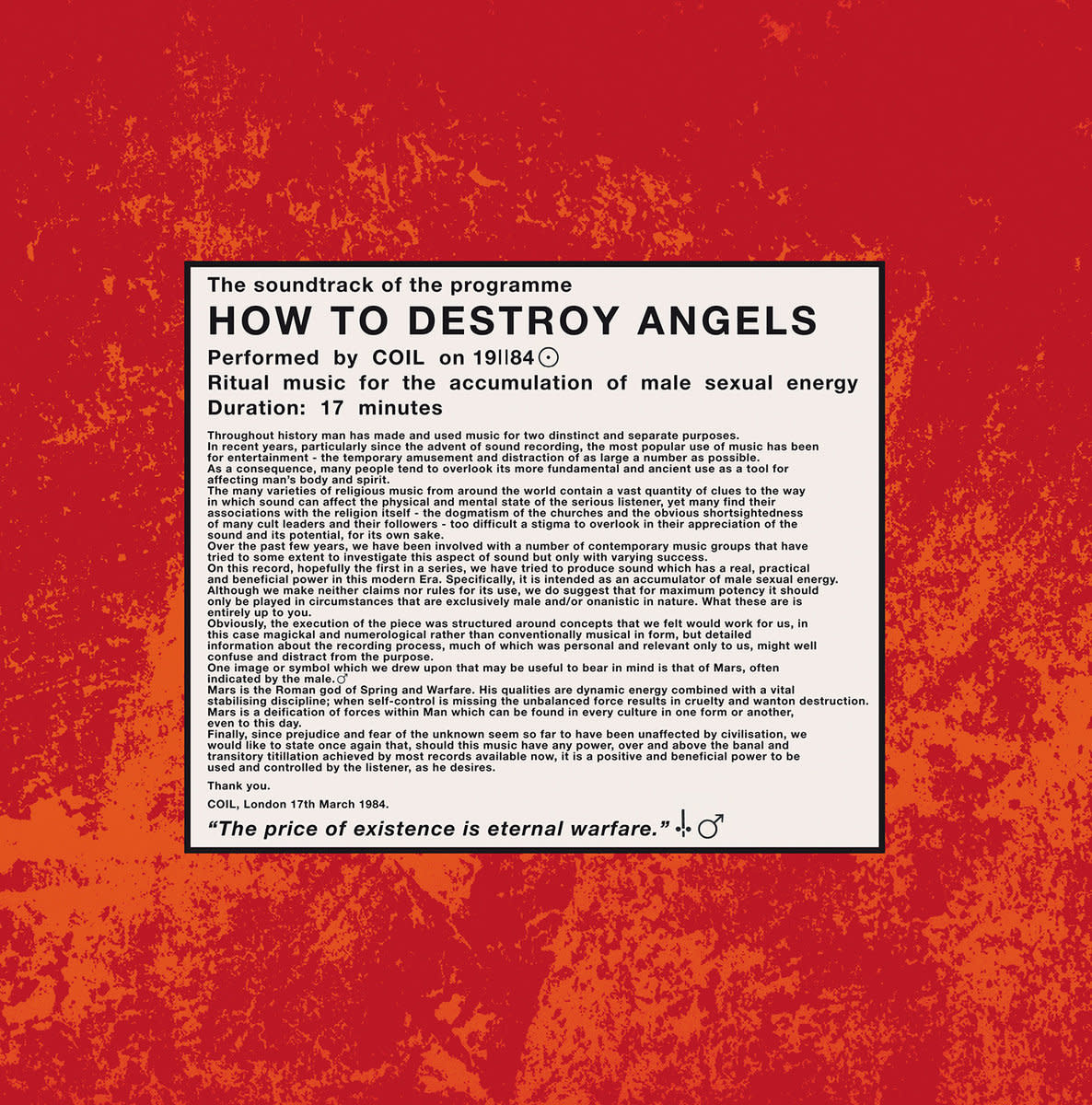 Industrial Coil - How To Destroy Angels (180g Reissue) (October 30, 2026)