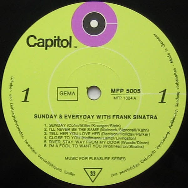 Rock/Pop Frank Sinatra - Sunday And Everyday With Frank Sinatra ('69 Germany) (VG+/VG+)