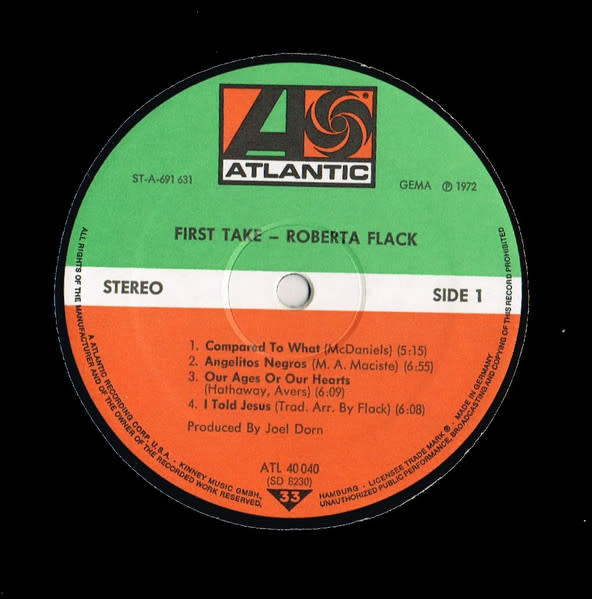 R&B/Soul/Funk Roberta Flack - First Take ('72 Germany) (VG, conservative grade plays VG+/VG+)