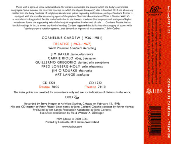 Experimental Cornelius Cardew - Treatise (2CD USED - very light scuff)