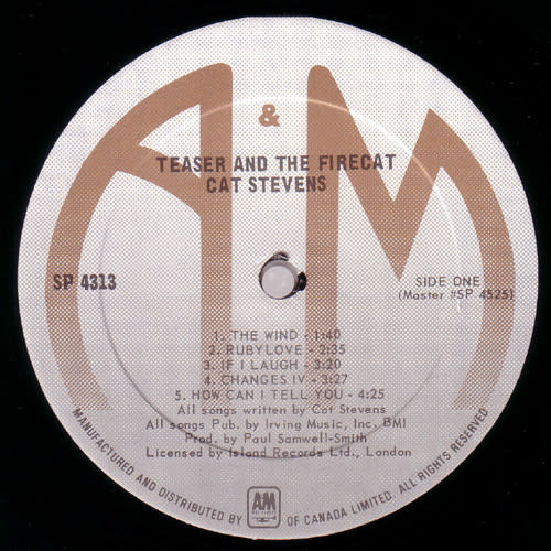 Rock/Pop Cat Stevens - Teaser And The Firecat ('70s CA Reissue) (VG+/VG+)