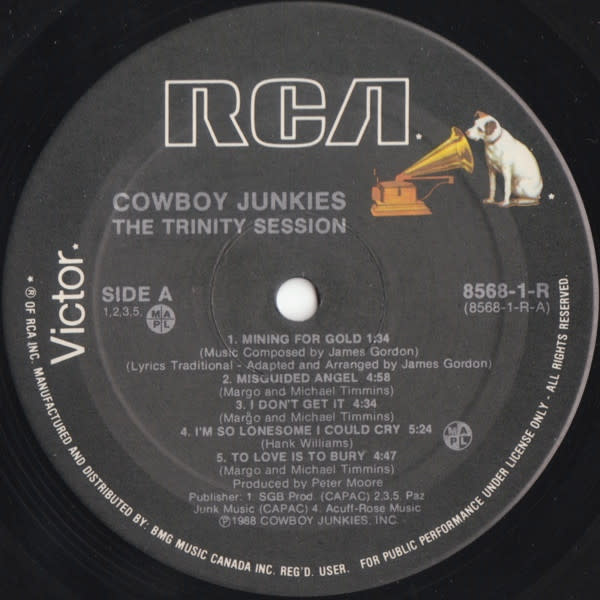 Rock/Pop Cowboy Junkies ‎– The Trinity Session ('88 CA) (VG+/VG+)