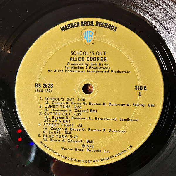 Rock/Pop Alice Cooper - School's Out  (Early '70s CA Olive Green Label) (VG/VG+)