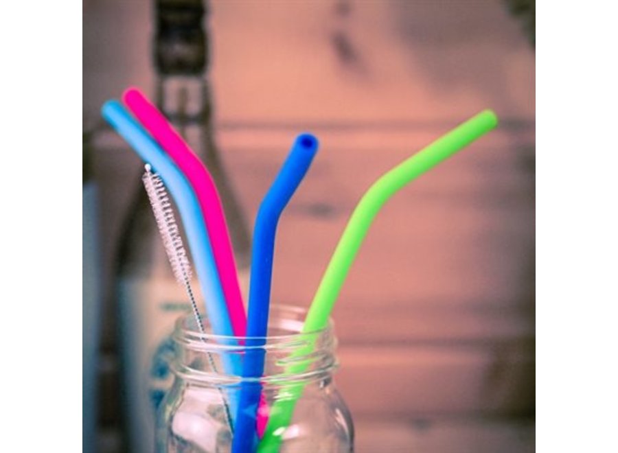 Silicone Straws 4pk and brush