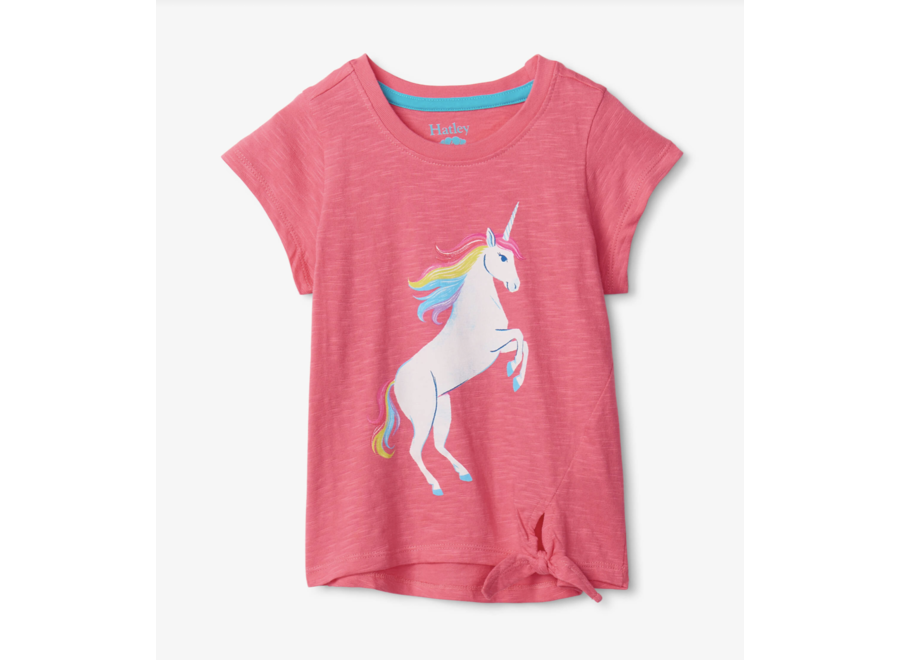 Galloping unicorn tie front T-shirt