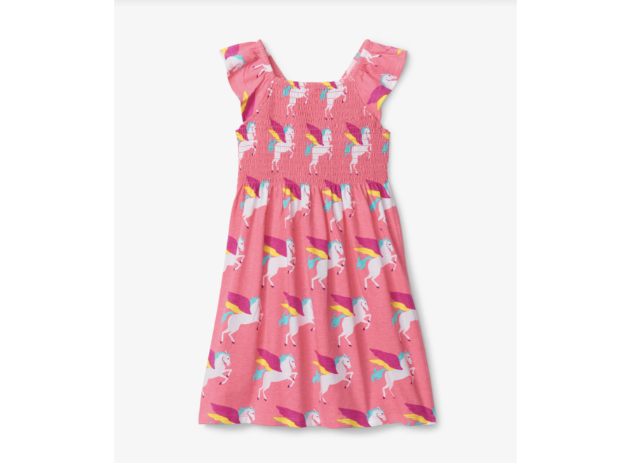 Graphic Pegasus smocked dress