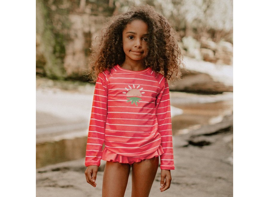 Pink bathing T-shirt with long sleeves