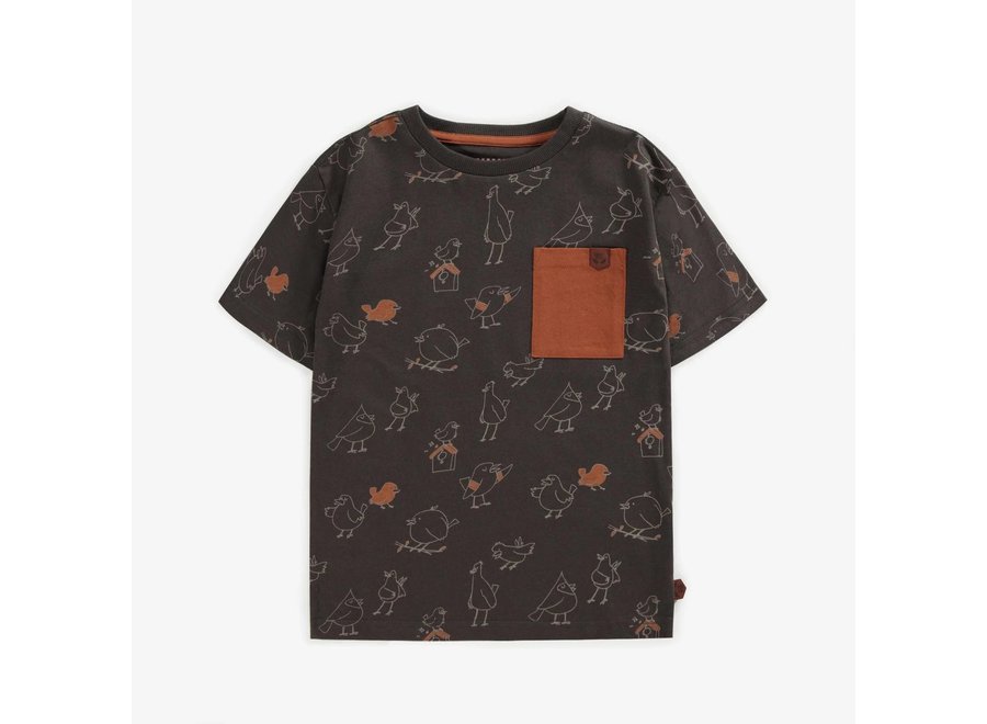 Brown T-shirt with birds