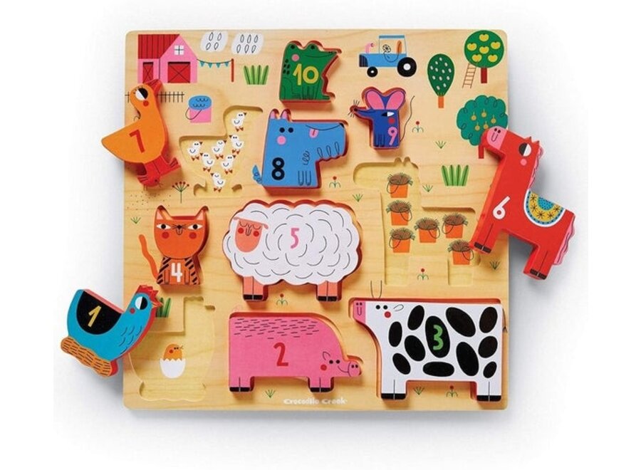 Stacking wood puzzle barnyard 10pc