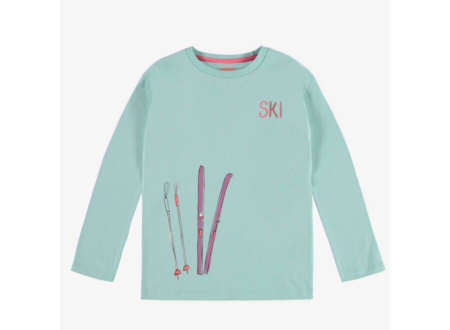 Long sleeve Ski illustration t-shirt Pink