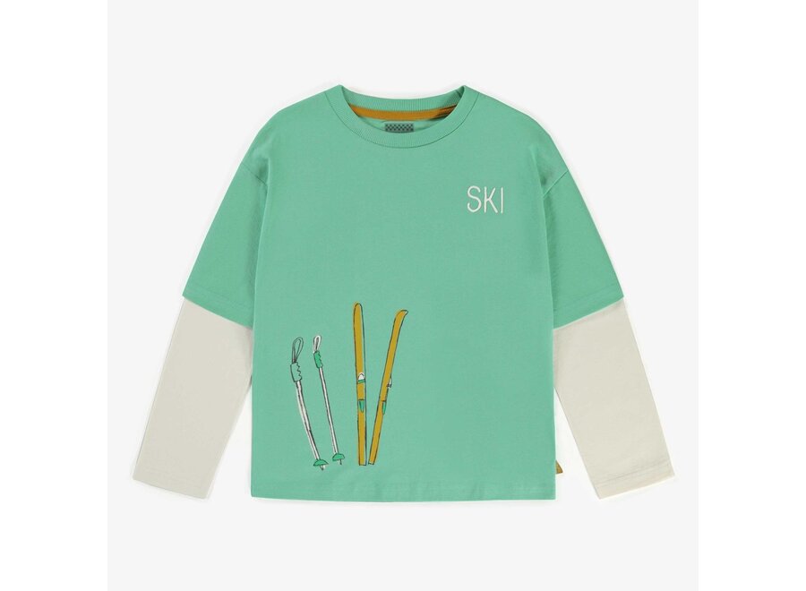 Long sleeve ski illustration t-shirt Green