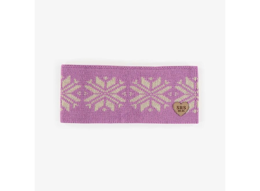 Purple patterned knitted headband