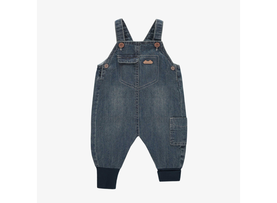 Dark blue denim overalls