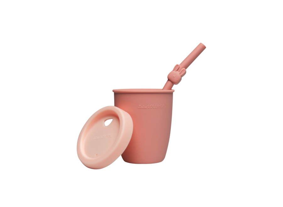 Kids silicone cup with straw