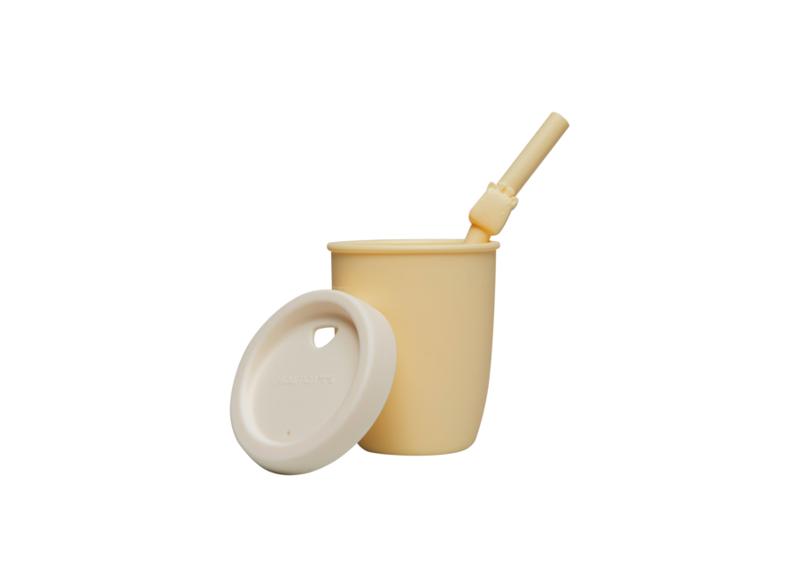Kids silicone cup with straw