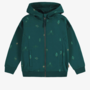 Green zippered sweater with insects