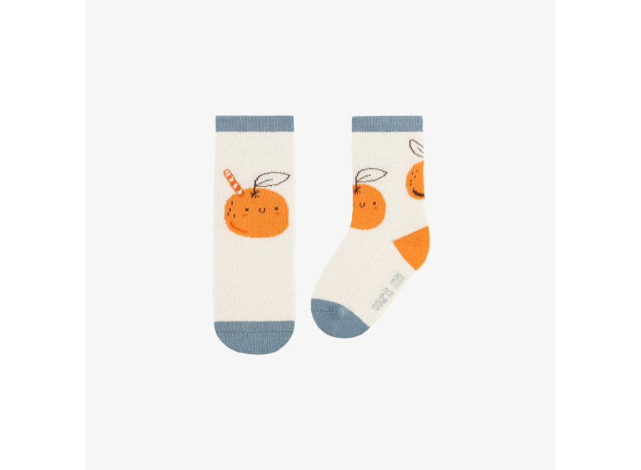 Cream socks with retro oranges