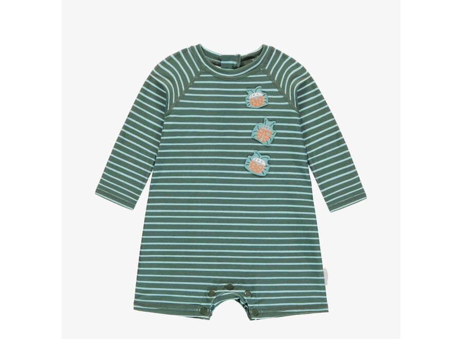 Green Striped one-piece Baby Swim Suit