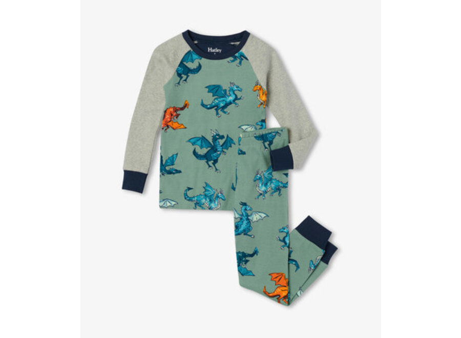 Enchanted Dragons organic cotton raglan pajama set