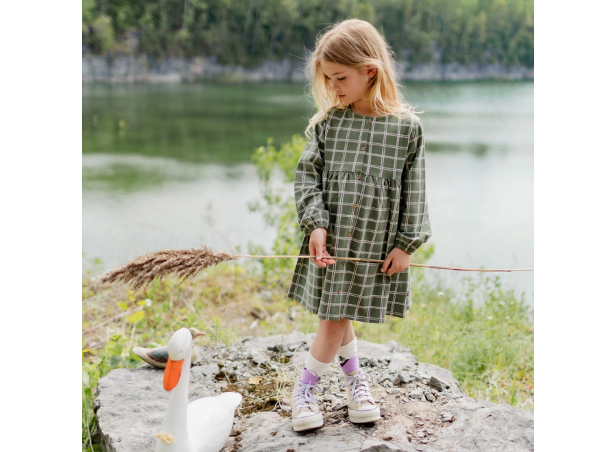 Green plaid dress