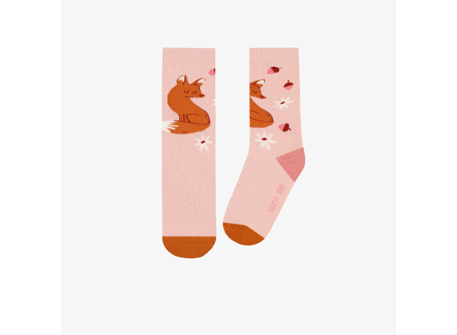 Pink socks with foxes