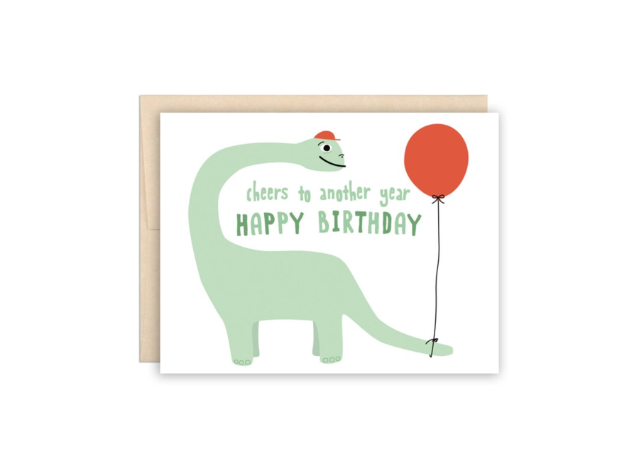 Dinosaur with Balloon Happy Birthday