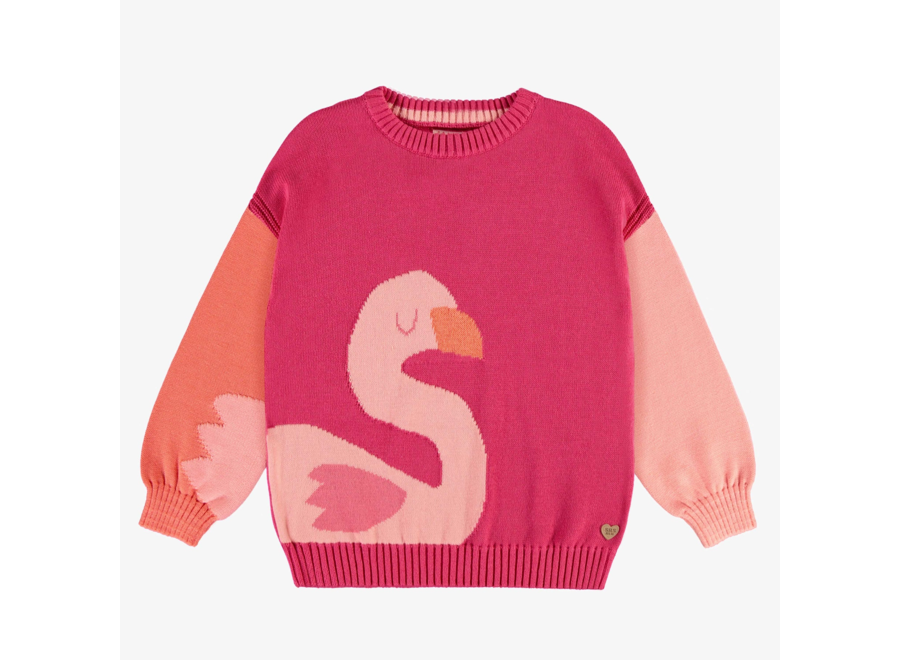 Pink Sweater with Flamingo