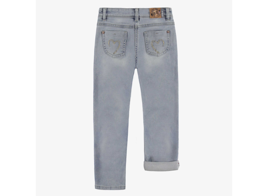 Pale Blue Jeans with Floral Print