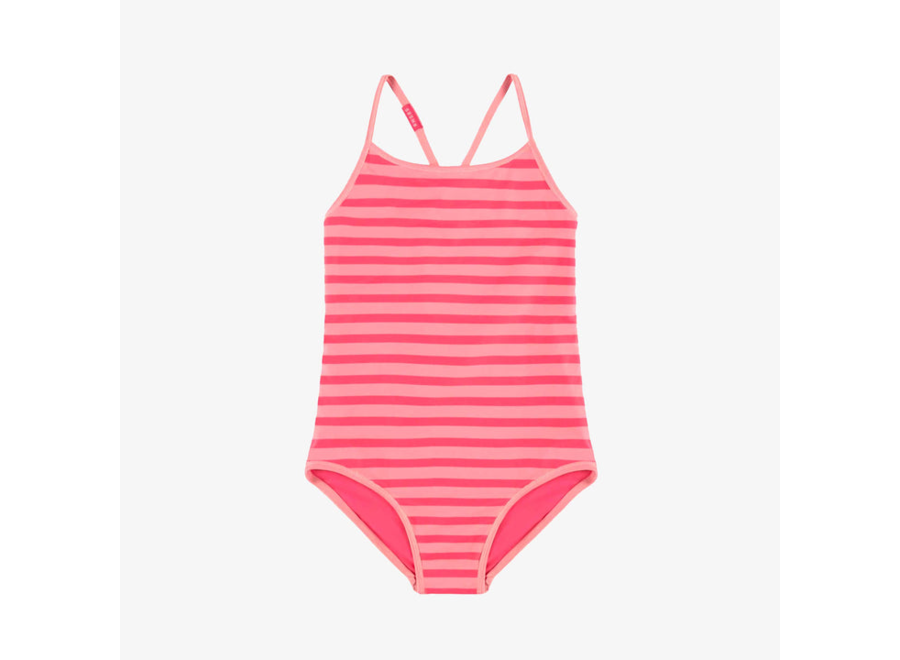 Pink Striped One-Piece Swimsuit