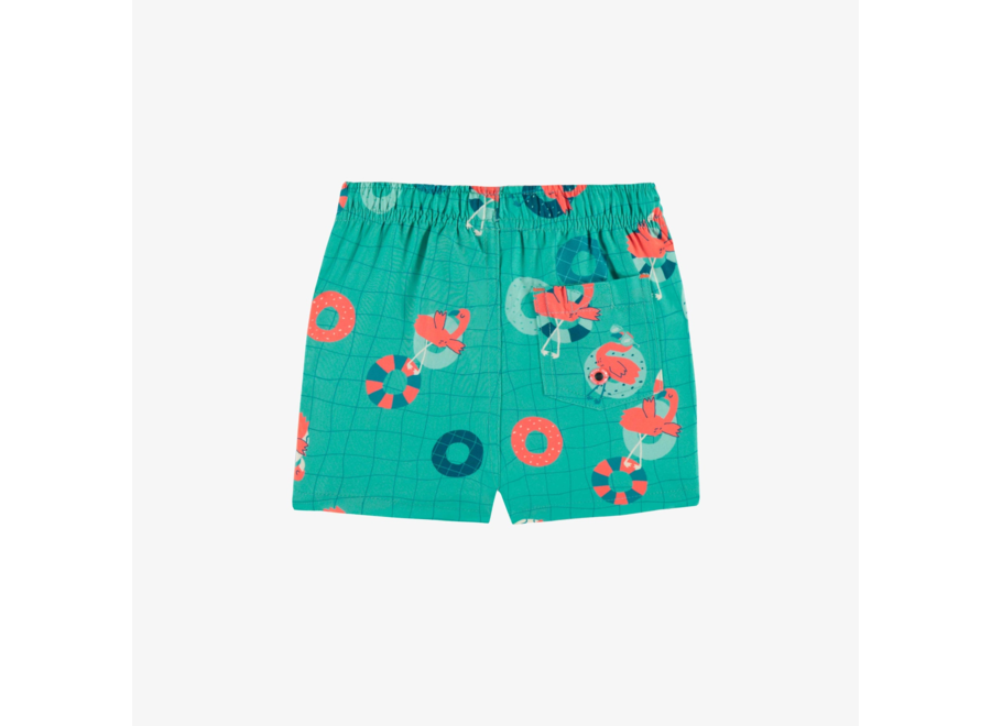 Blue Swim Shorts with Flamingo