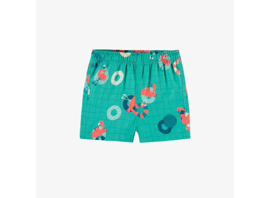 Blue Swim Shorts with Flamingo