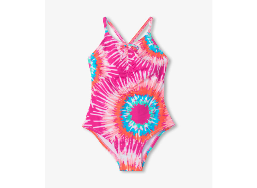 Sunburst Tie Dye Ruched Front Swimsuit