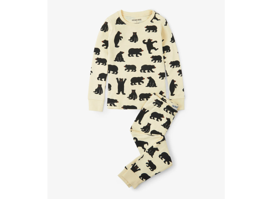 Black Bears on Natural Kids Pajama Set