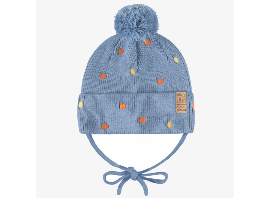Knit beanie with fruity embroidery baby