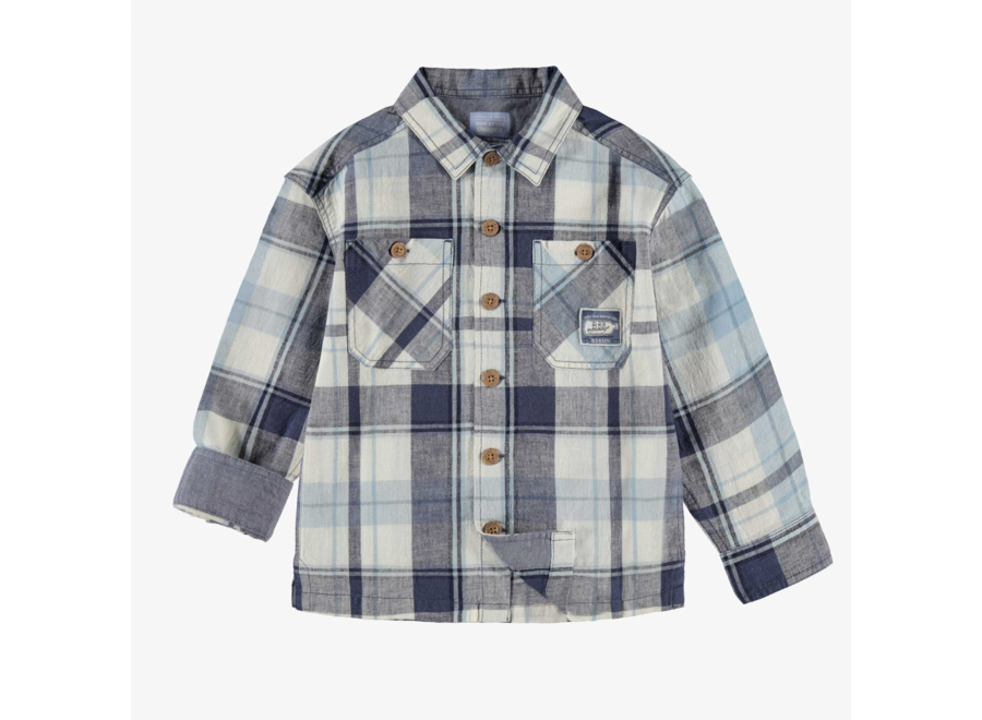 Blue and cream plaid shirt