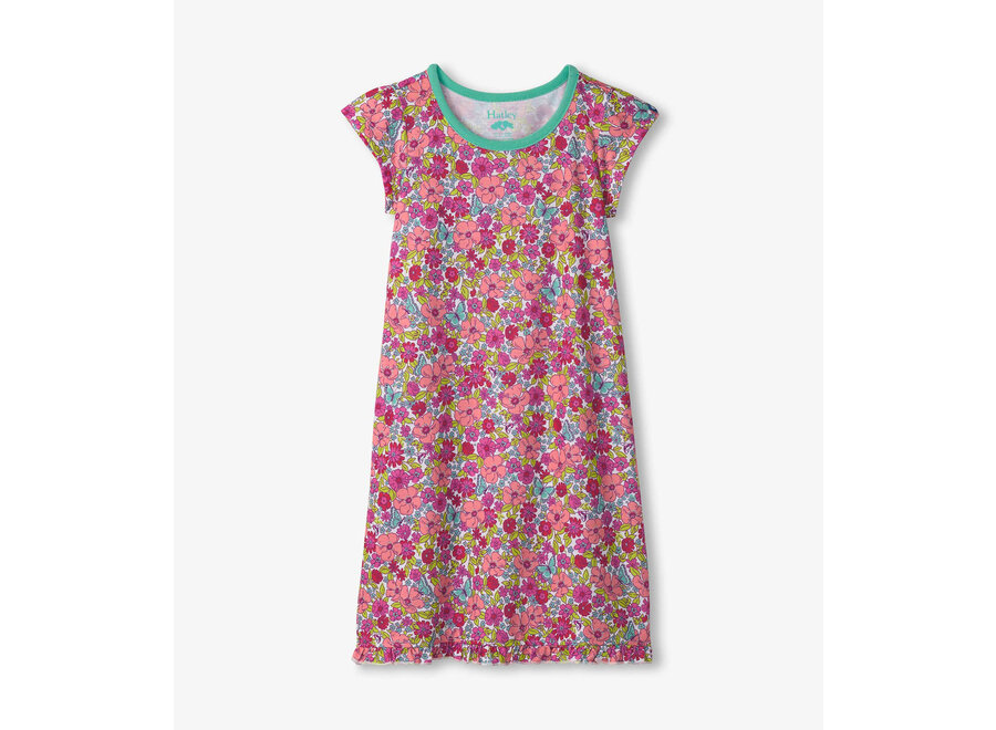 Groovy Flowers Ruffle Hem Night Dress