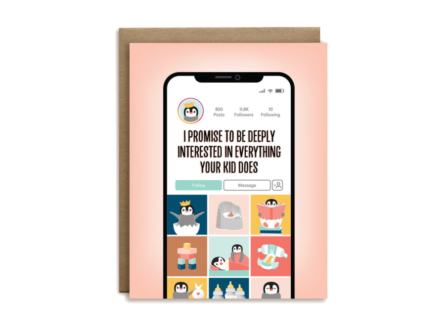 Deeply interested baby greeting card
