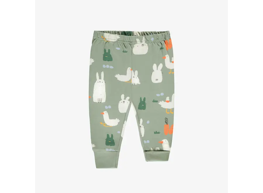 Cream & Green Printed Pajamas baby