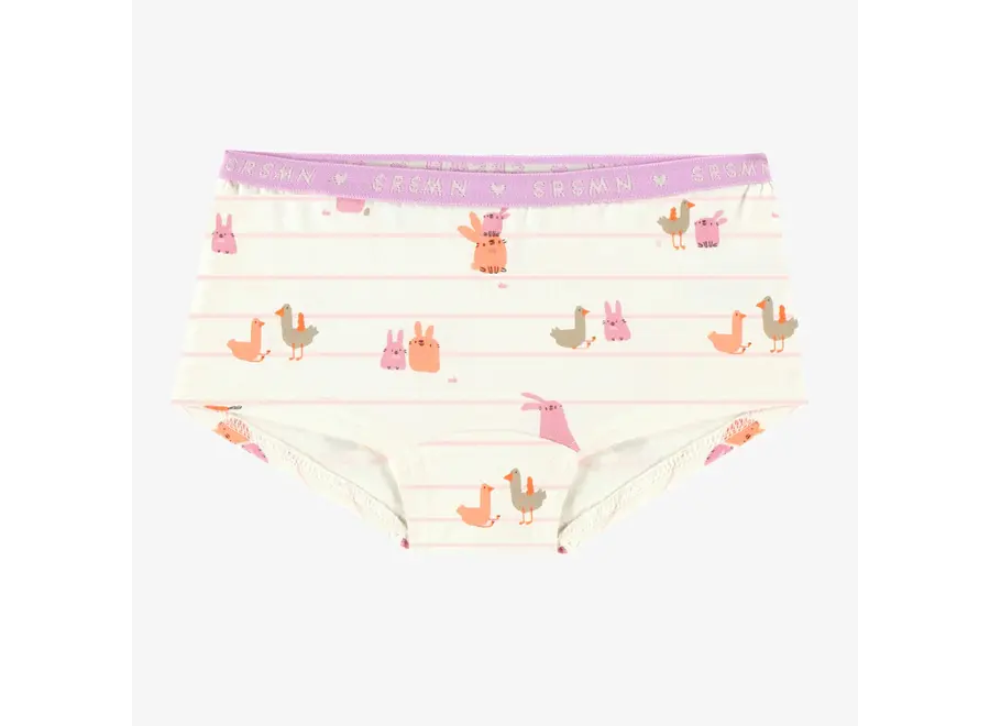 Cream Printed Girls Undies