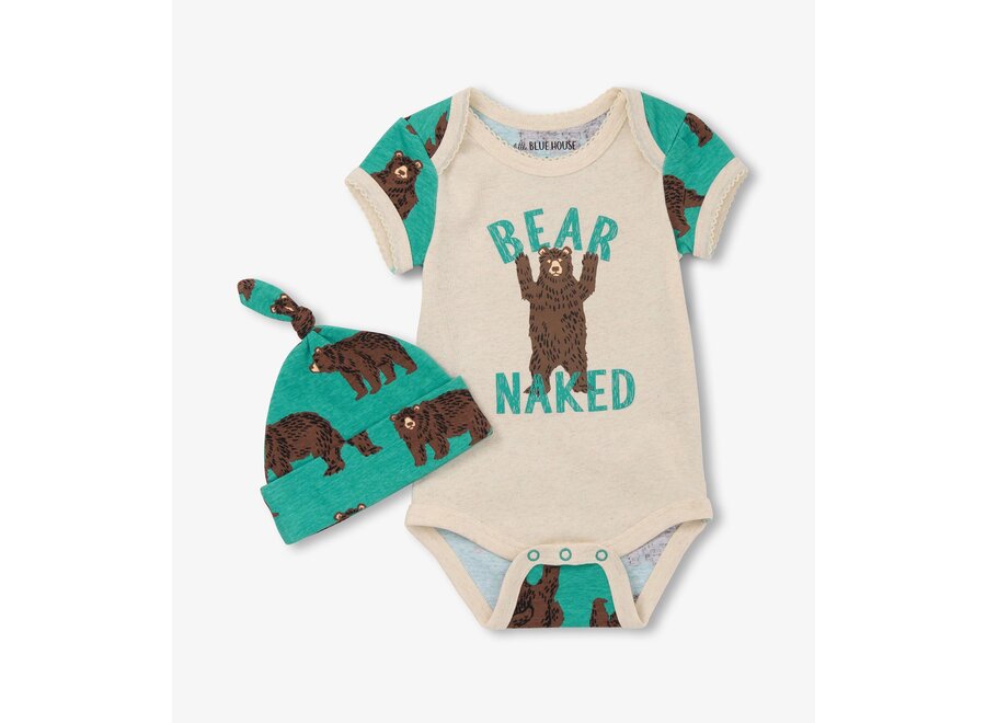 Brown Bear "Bear Naked" Baby Bodysuit & Hat
