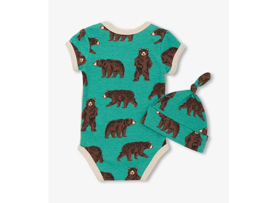Brown Bear "Bear Naked" Baby Bodysuit & Hat