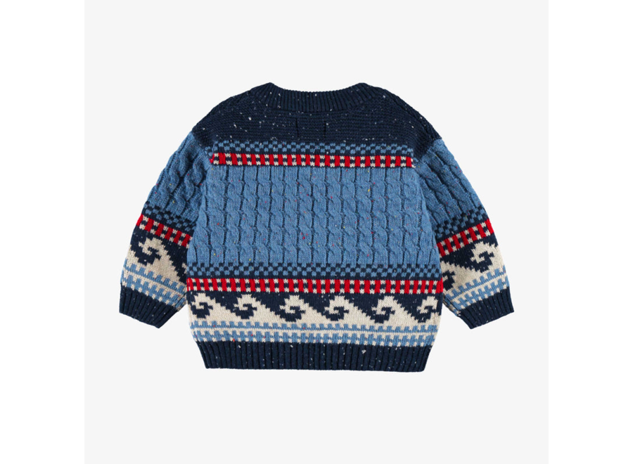 Blue Knit Sweater with Sheep