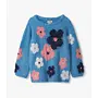 Floral Cluster Furry Sweater Azure Blue