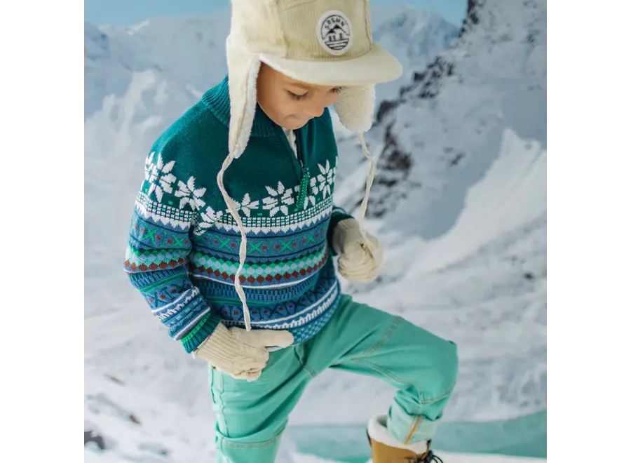 Teal Patterned Knit Sweater, child