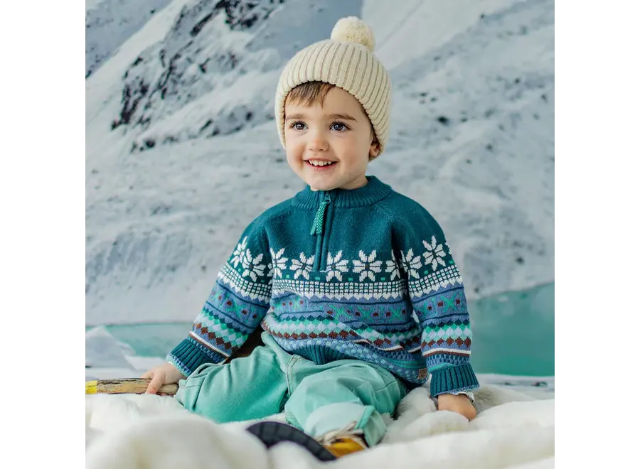 Teal Patterned Knit Sweater, baby