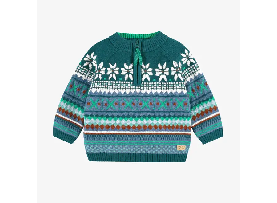 Teal Patterned Knit Sweater, baby