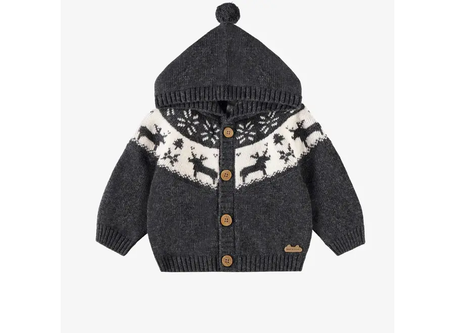 Grey Knit Moose Cardigan